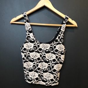 White and Black Crop-top